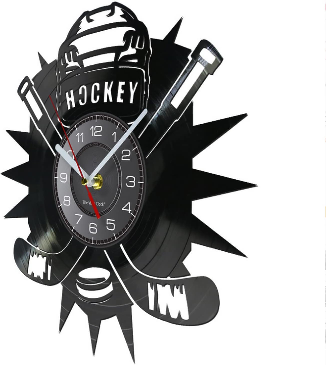 Wall Clock 30Cm Wall Decor Clock Watch Hockey Club Team Logo Hockey Sticks and Puck Vinyl Record Wall Clock Hockey Fans Gift