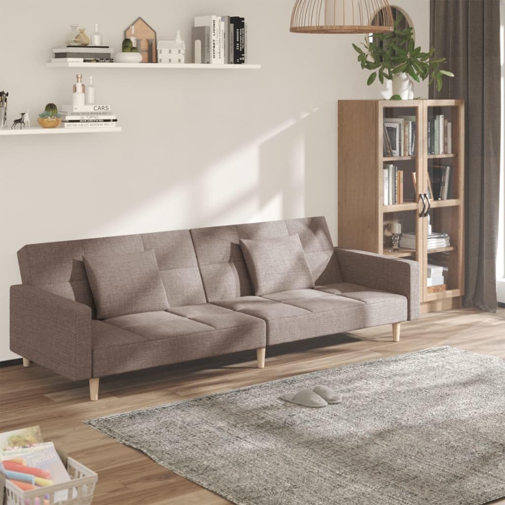 Sofá cama de 2 plazas con función de sueño, sofá plegable con 2 cojines, tela topo, marco de madera estable, cama de invitados 2 en 1 para sala de estar y habitación de invitados, 220 x 84,5