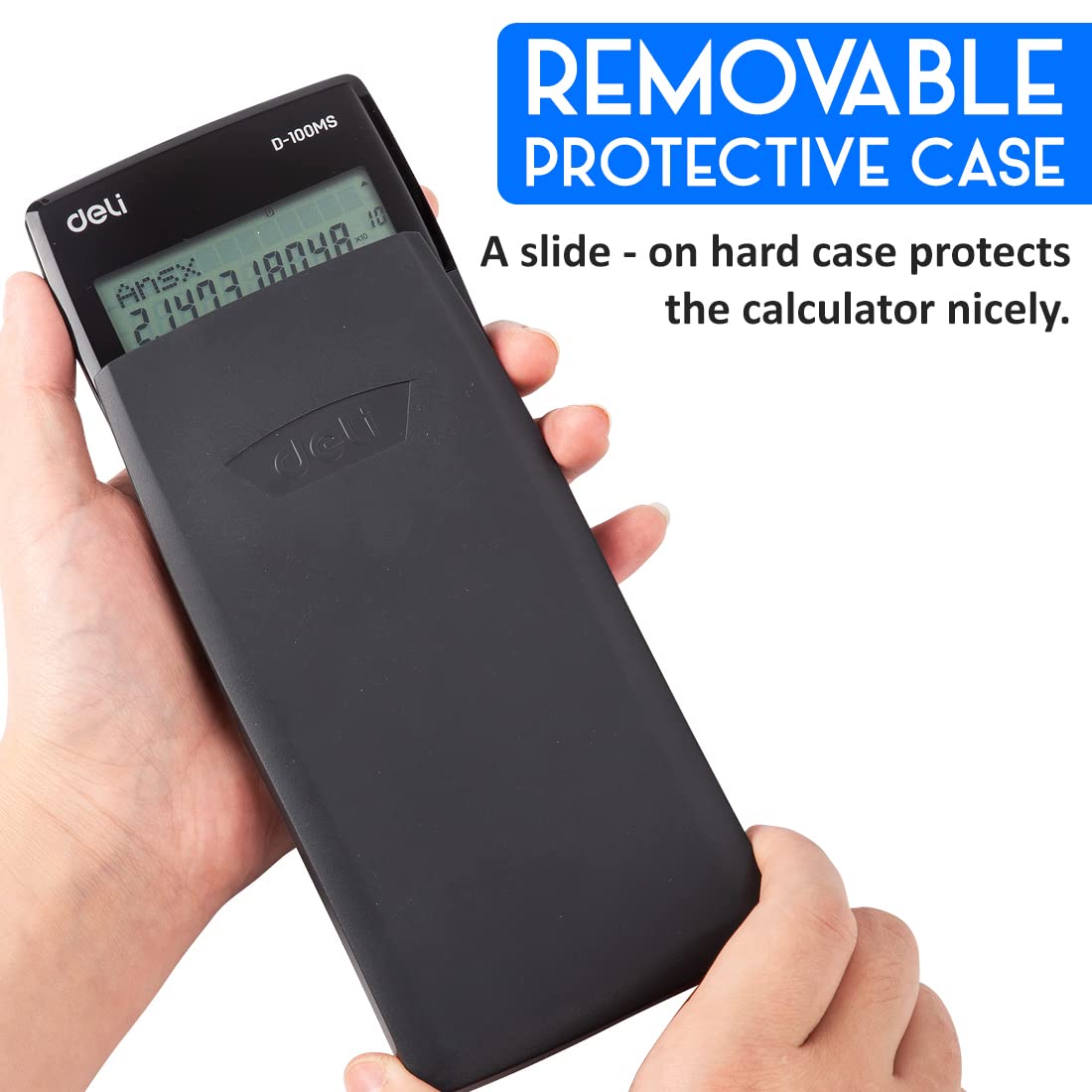 Deli WD-100MS Scientific Calculator with removable protective case
