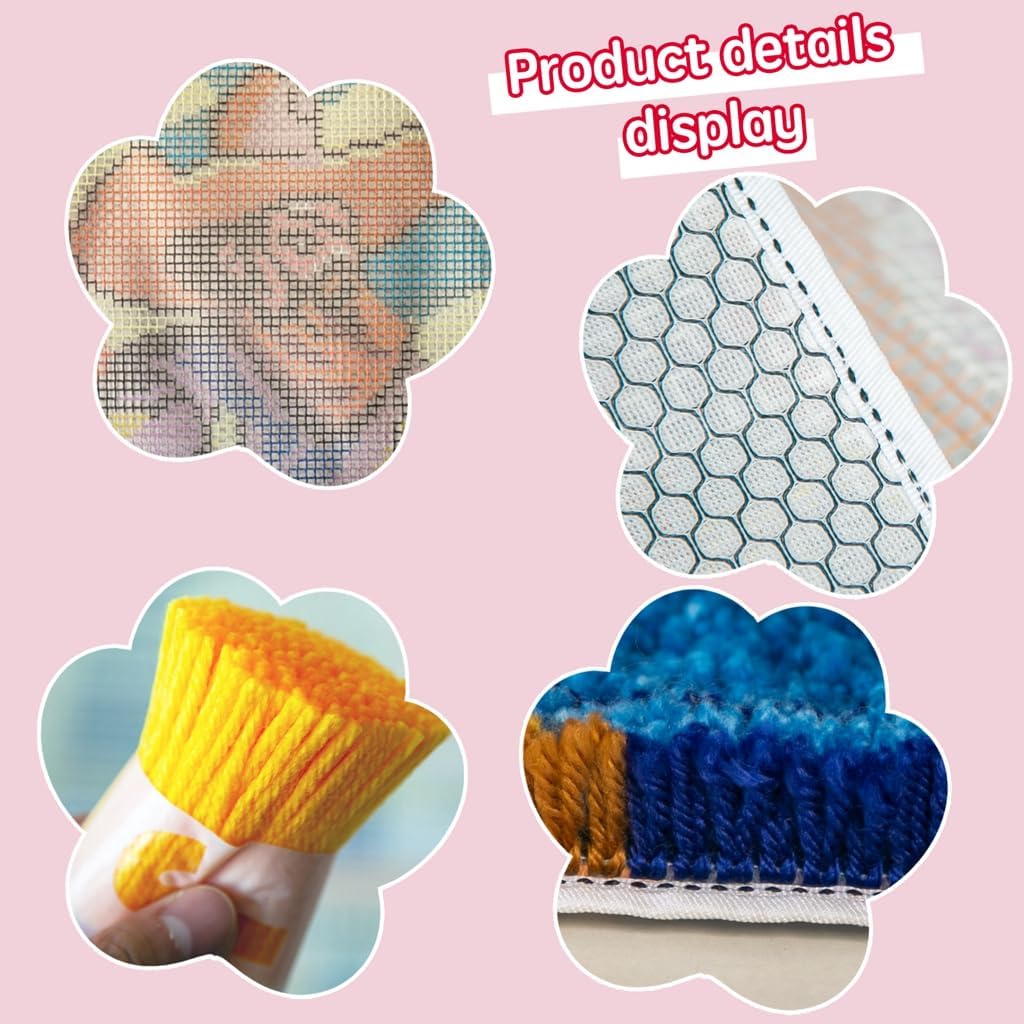 DL-YTG Latch Hook Kits Rug Western Cowboy Crochet Yarn Cushion Colour Pre-Printed Canvas Cover Rug Needlework DIY Hook and Latch Kit Christmas Home Decoration 60X40cm/24x16 inch