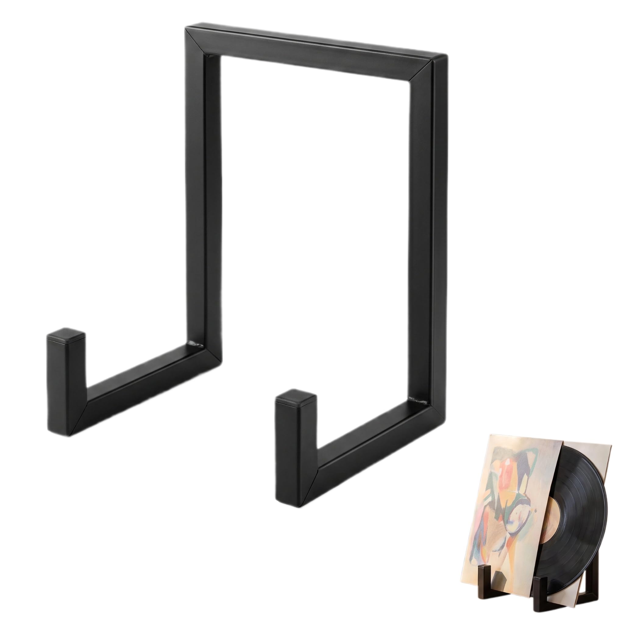 Vinyl Record Holder 2 Pack – 20.5x15.5x3cm Black Carbon Steel Display Stand