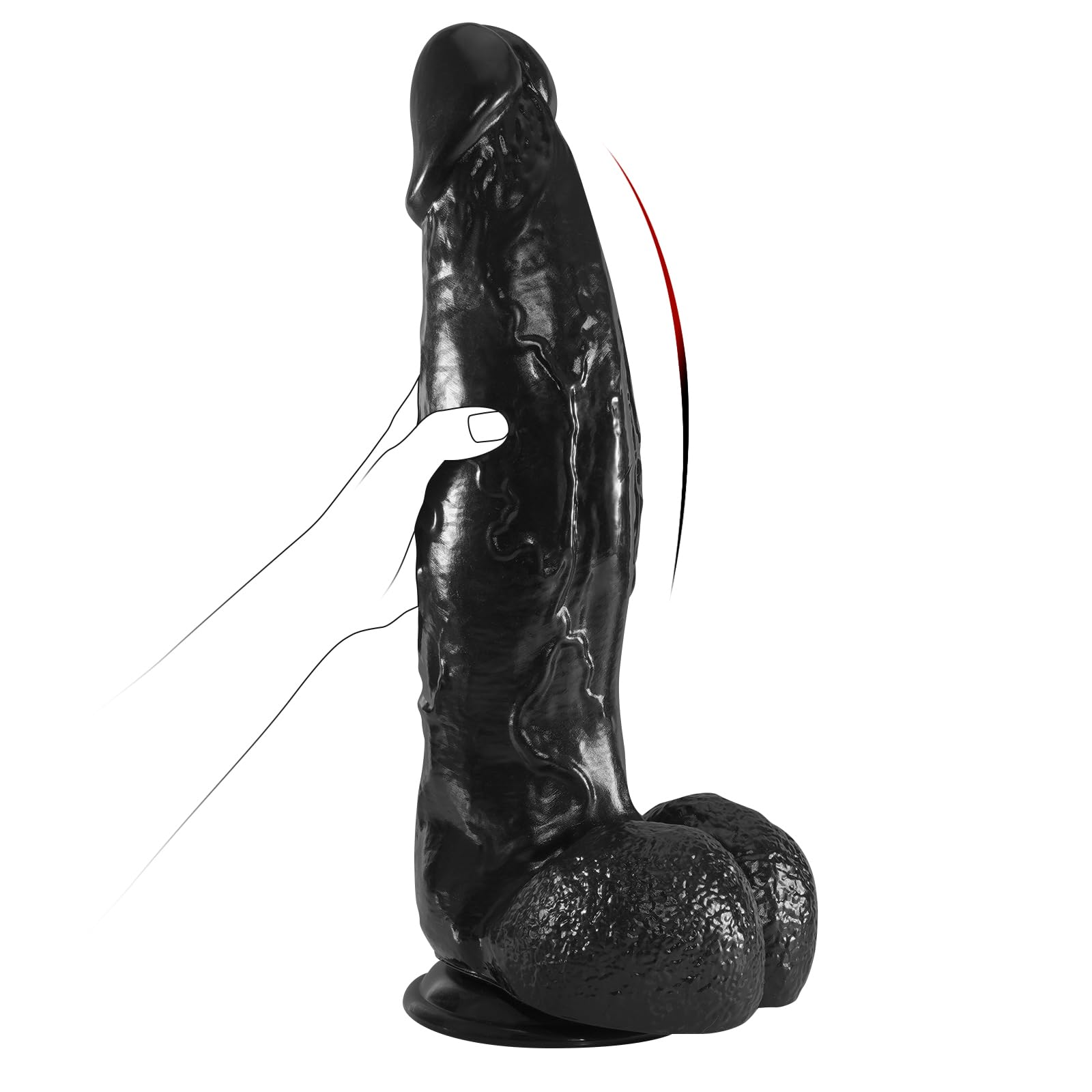 15 Inch Realistic Huge Thick Dildo, 3.4'' Diameter Big Black BBC Dildo with Small Glans &amp; Strong Suction Cup Extra Large Hands-Free G-Spots Giant Penis Sex Toys for Men Women