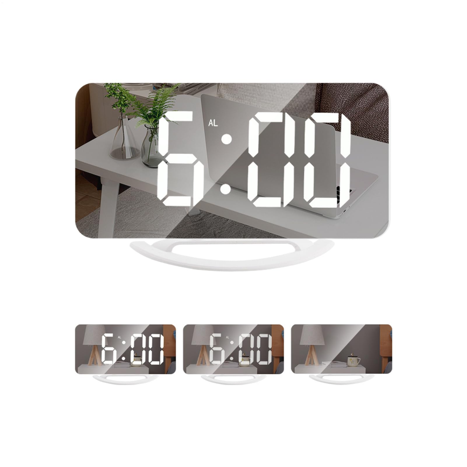 Reloj Despertador LED Espejo Moderno para Escritorio