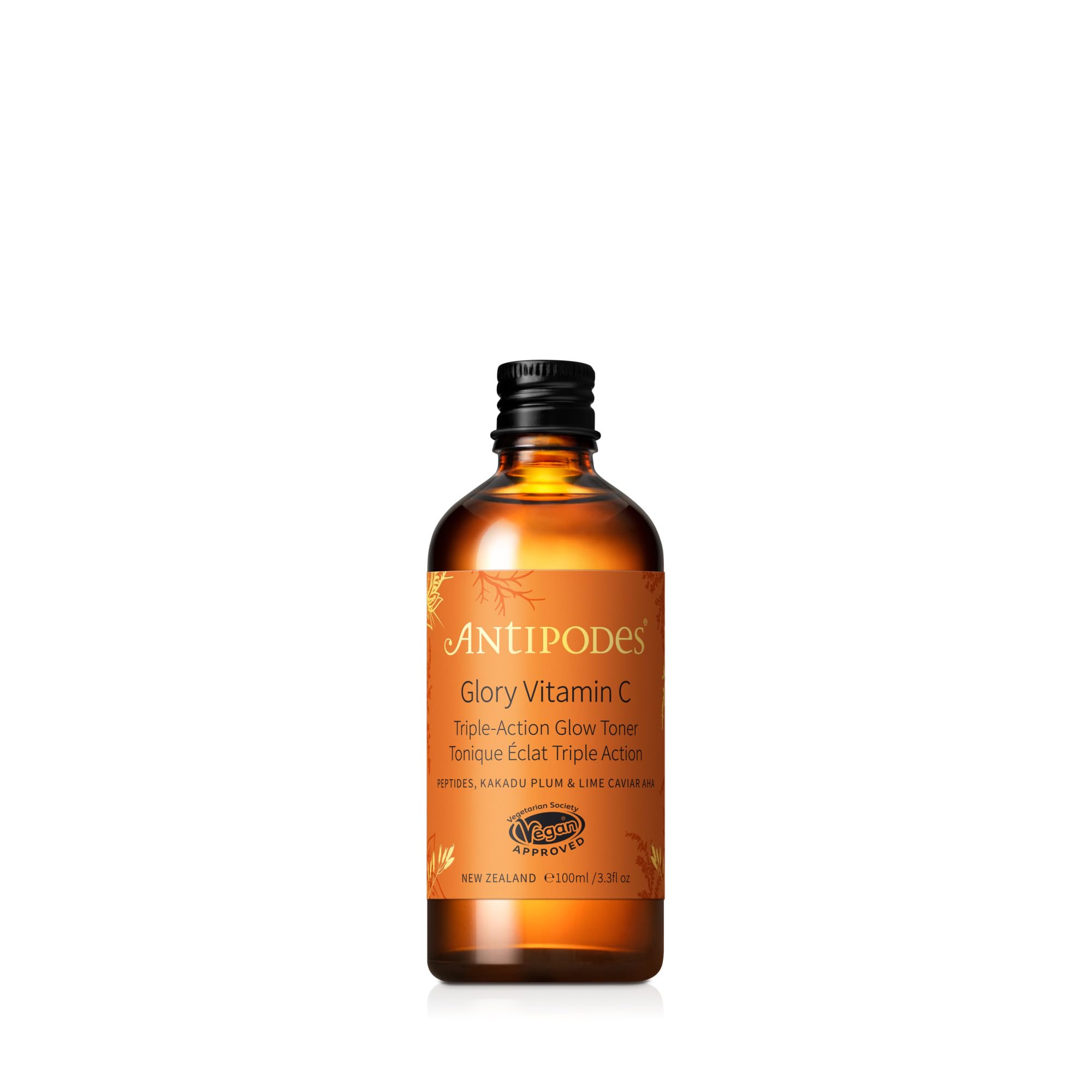 Antipodes Glory Vitamin C Triple-Action Glow Toner - Brightening Facial Toner with Kakadu Plum, Lime Caviar AHA & Peptides - Helps Reduce Dullness & Uneven Tone - 100ml
