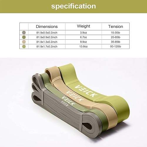 Miniatura 3 de VEICK Bandas de resistencia para entrenamiento, bandas de ejercicio, bandas de entrenamiento, bandas de asistencia para dominadas, juego de bandas