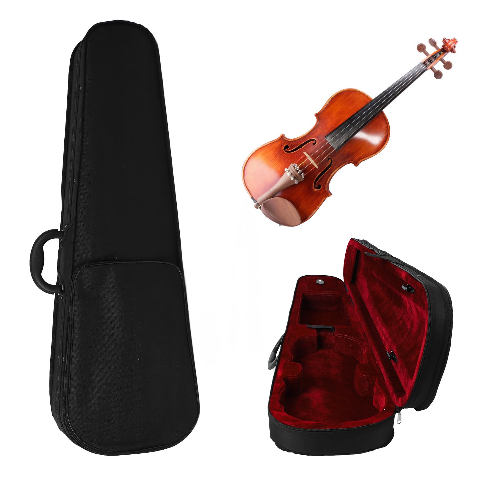 Ukulele Tasche, 4/4-Geigenkoffer-Rucksack, 4/4-Geigenkoffer Professioneller Verstellbarer Riemen für Spieler (Rotes Futter) Geigenkoffer 4/4