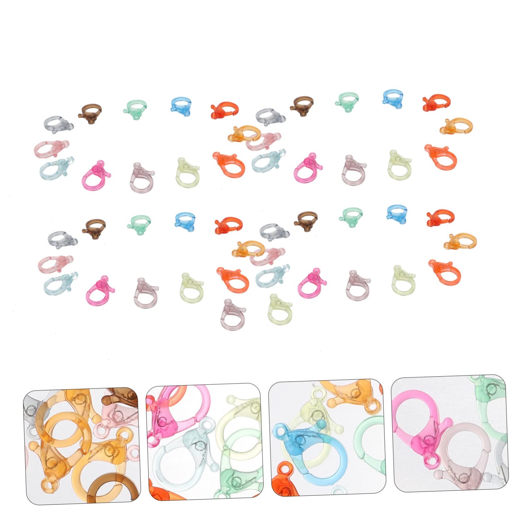 Lurrose 250pezzi Clip Gancio Plastica Per Portachiavi e Fai Da Te Accessori Per Gioielli Moschettone Multiuso Per Artigianato e Decorazione