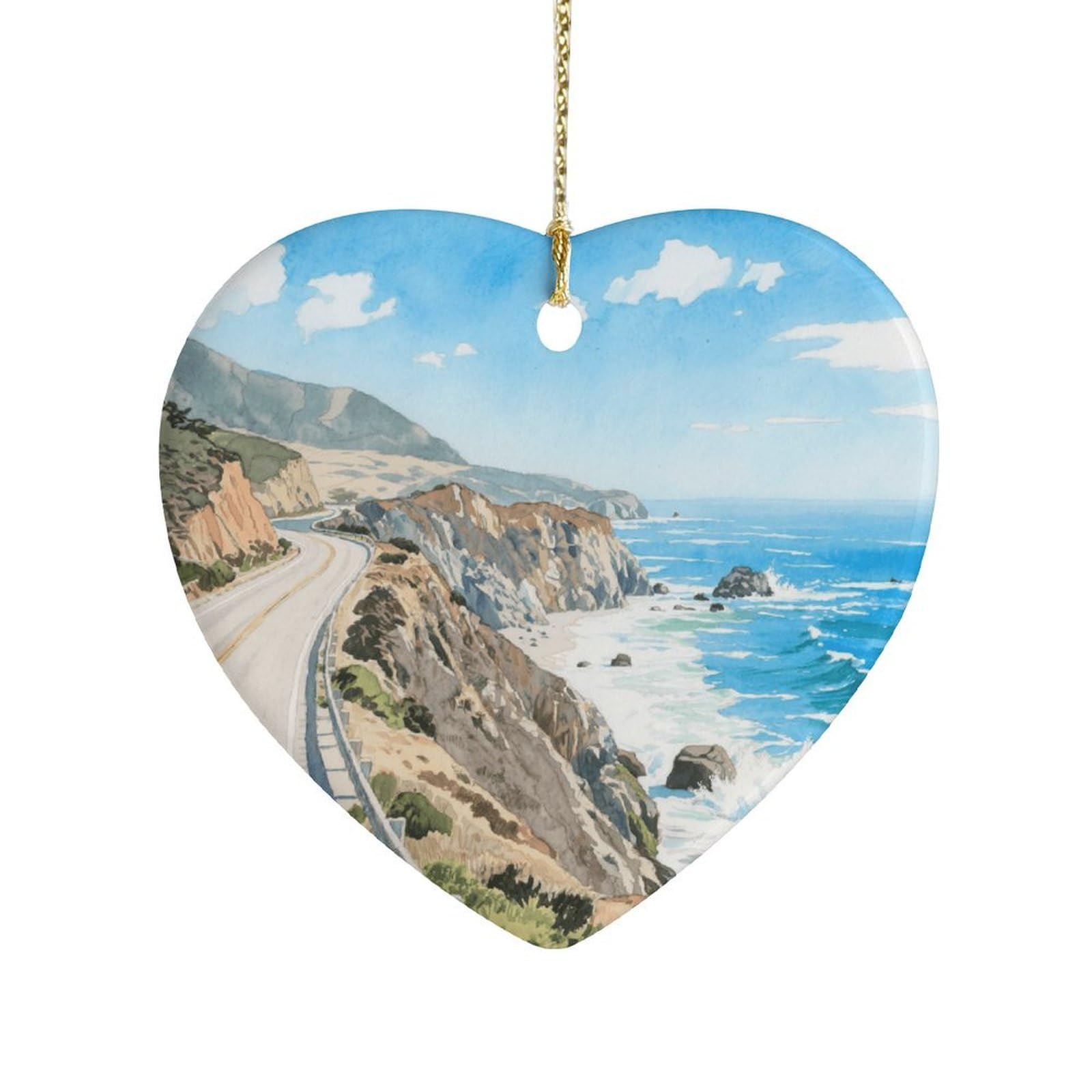 Fekiloot Style Highway 1 Ocean View Ceramic Ornament Home Decor Keepsake