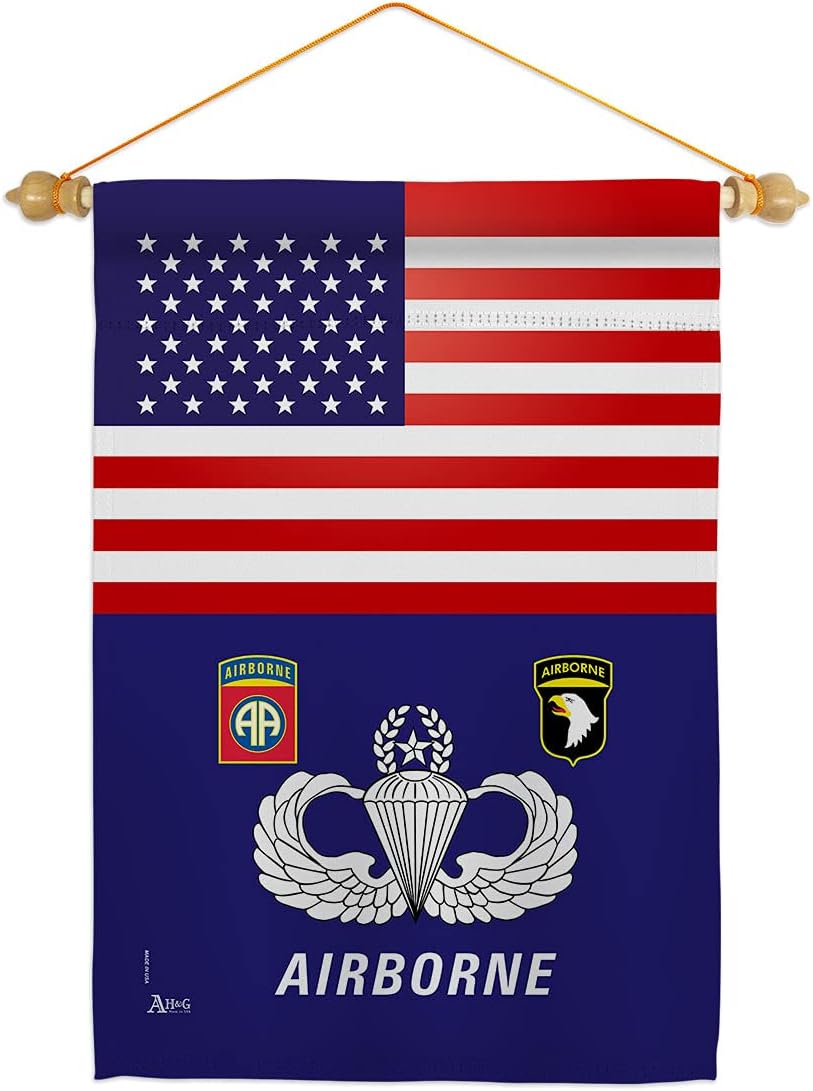 US Airborne Garden Flag Set Mailbox Hanger Armed Forces Army Rangers United State American Military Veteran Retire Official Small Decorative Gift Yard House Banner Double-Sided Made In USA 13 X 18.5