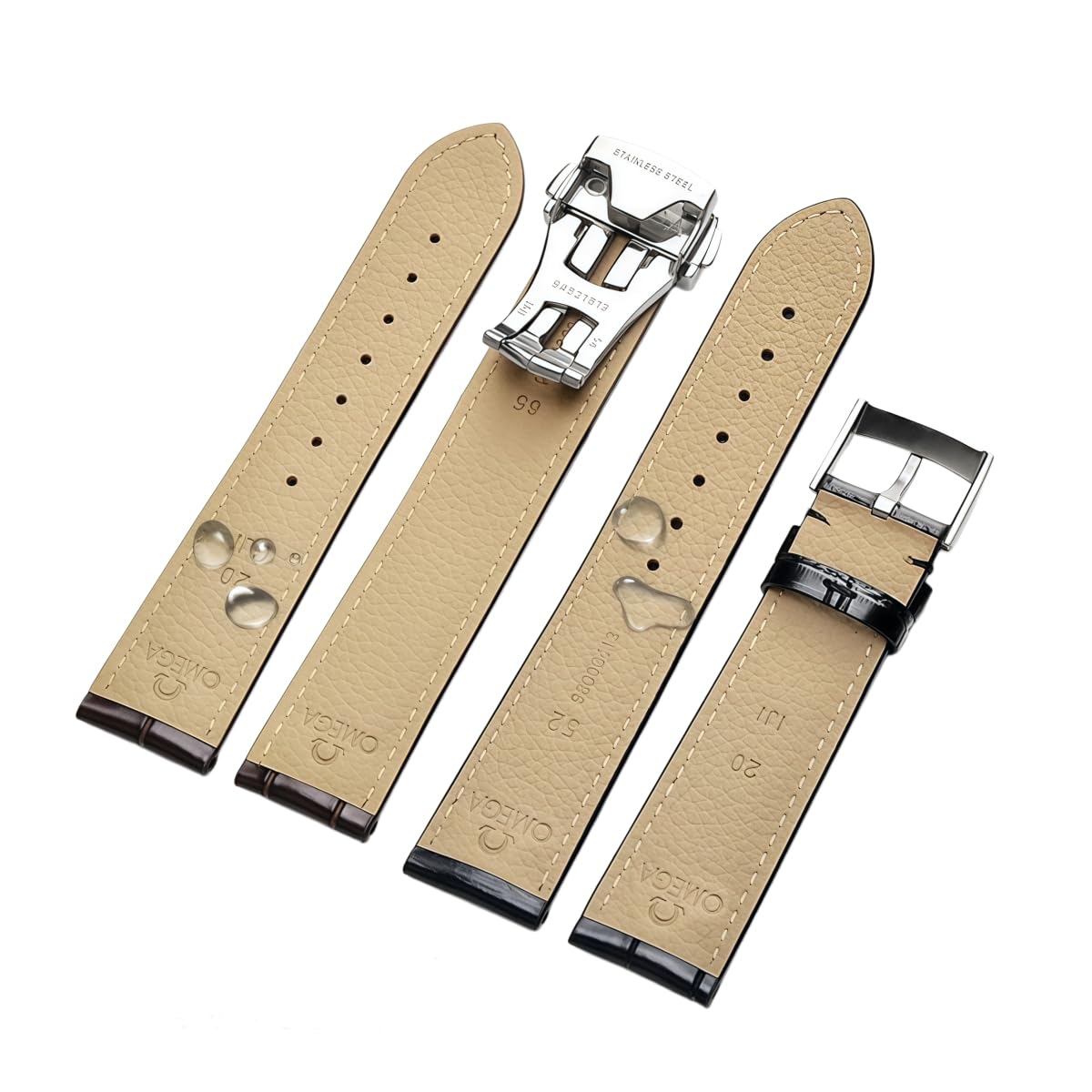 19mm 20mm 21mm 22mm Cinturino Orologio Vera Pelle Pelle Vitello Stampa Alligatore Chiusura Déployante Acciaio Inossidabile per OMEGA Speedmaster