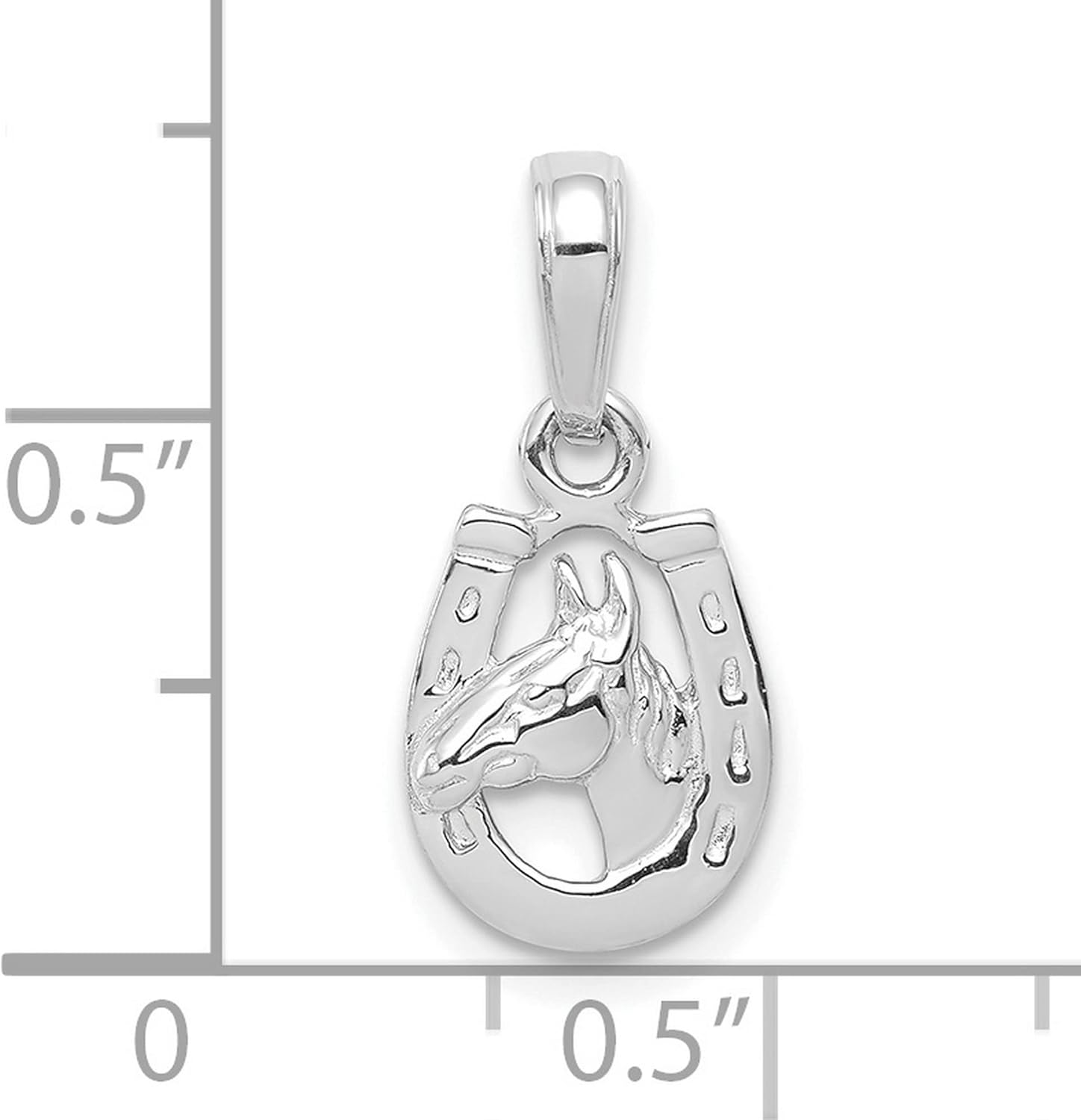 10k White Gold Horse Head Pendant in Horseshoe - Equestrian Jewelry for Women, Western Style Animal Charm, Symbolic Riding Necklace, Country Horse Lovers Accessory, Lucky Equine Pendant - Image 2