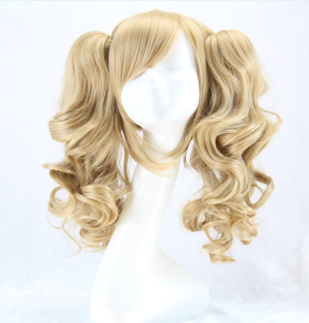 Alibuy Light Blonde Cosplay Wigs with Pigtails 17.7 Inch, Thick and Soft for Costume Party Hallowee