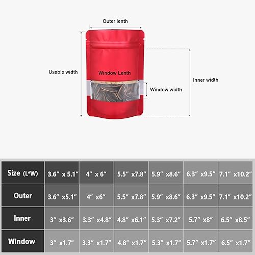 Miniatura 2 de ODDIER 120 bolsas de Mylar a prueba de olores para el almacenamiento de alimentos, bolsas resellables de Mylar con ventana transparente, de 5.9 x