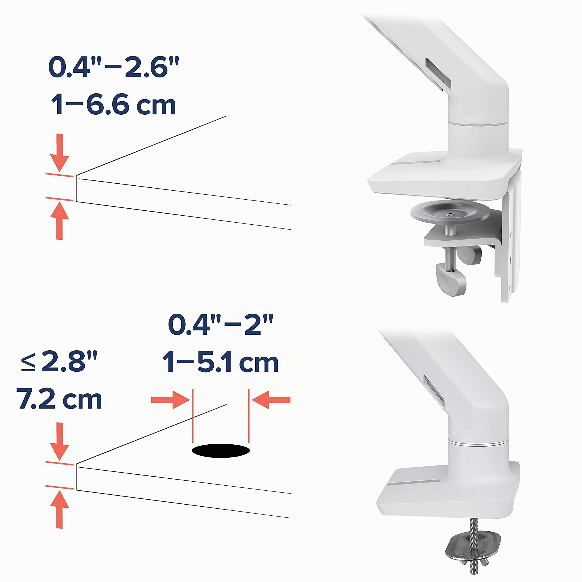 Ergotron – Braccio HX HD, da scrivania per monitor curvi ultrawide 1000R fino a 49 pollice, da 12,7 a 19,1kg, VESA 75x75/100x100mm - Snodo HD, Bianco (45-647-216)
