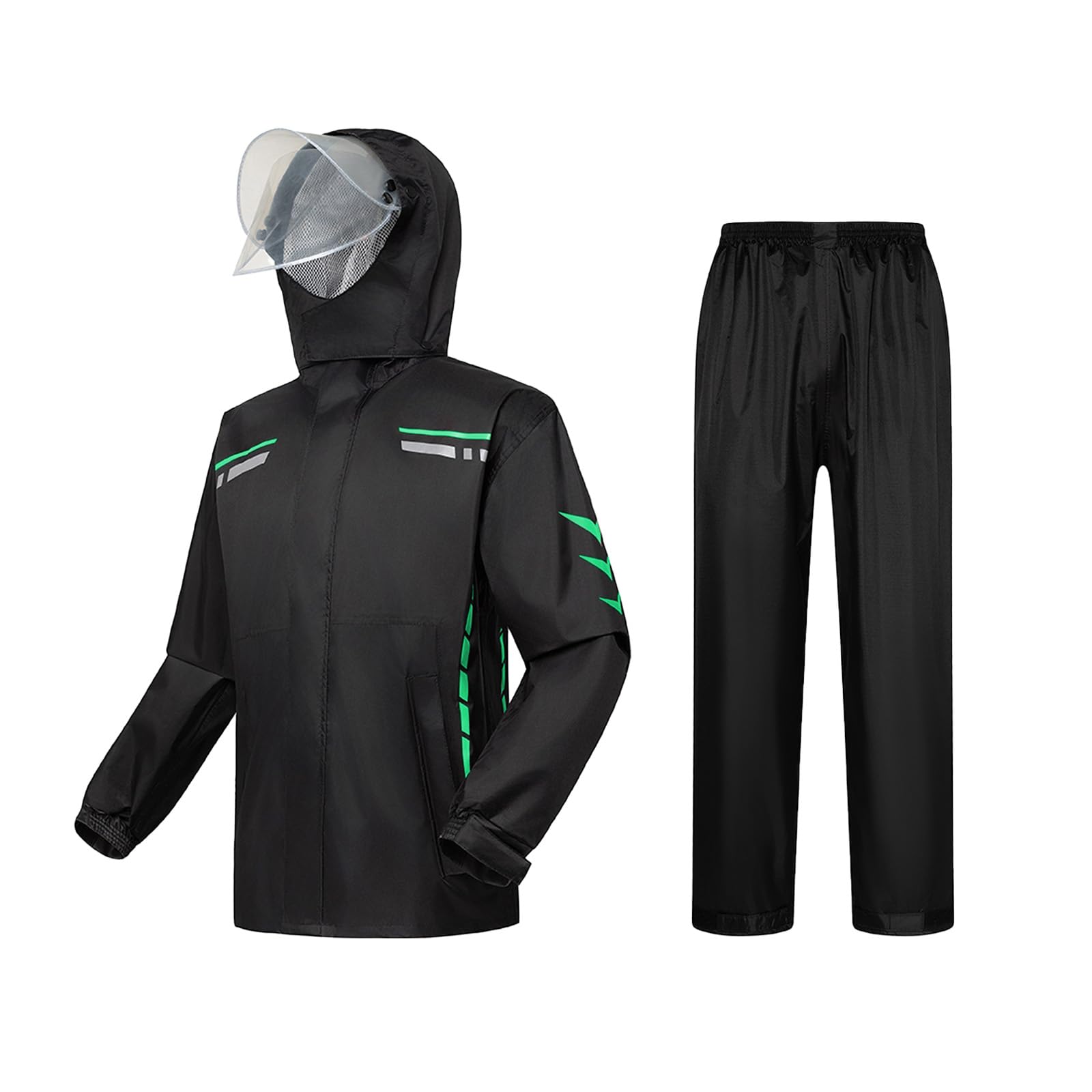 Ynport Crefreak Herren Regenanzug Wasserdichter Anzug Outdoor Regenjacke mit Kapuze Arbeitskleidung Regenjacke und Hosenset Winddichte Regenjacke mit Kapuze Atmungsaktive Regenbekleidung