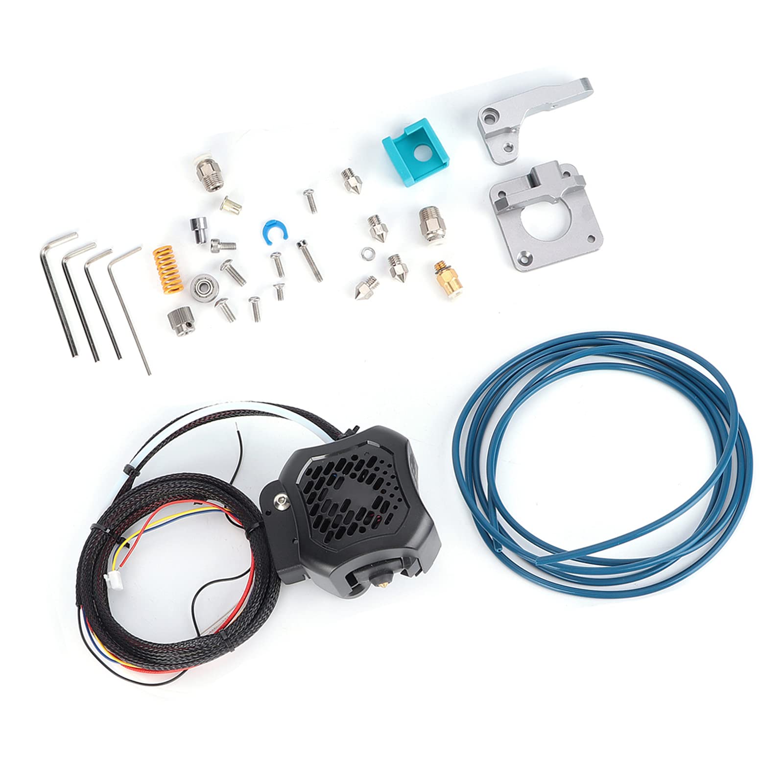 Aramox Kit Assemblato Estrusore Completo, Set Ugelli Estrusore in Ottone ABS in Lega di Alluminio, Tubo PTFE da 0,4 Mm DC24V Doppia Ventola Riscaldamento Raffreddamento per Utenti Stampante 3D Ender