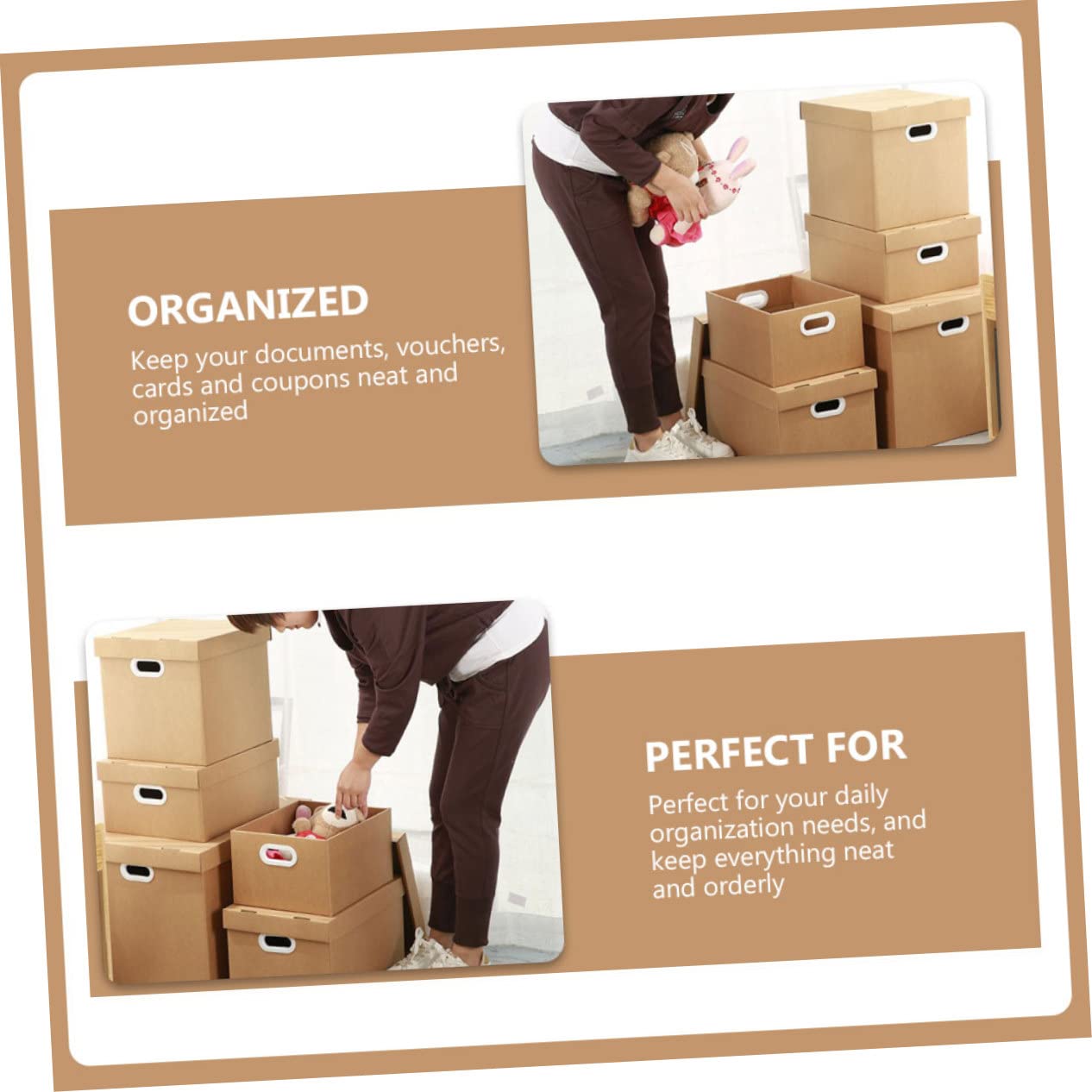 Uonlytech Boîte de Rangement Portable pour Documents Organisateur de Dossiers Classeur à Papier