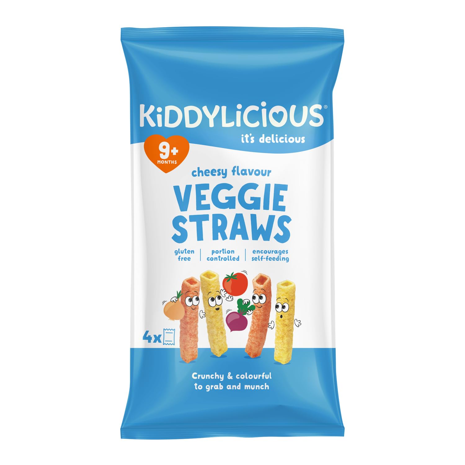 Cheesy Veggie Straws - Delicious Finger Food Kids Snack - Gluten Free - Suitable for 9+ Months - 4 Packs (4x12gm)