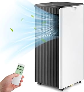 KOTEK Portable Air Conditioner, 10000 BTU 3-in-1 AC Unit for Bedroom w/Dehumidifier, Cooling, Fan & Sleep Mode, Remote, 24H Timer & Window Kit, for Home & Office, Cools up to 350 Sq. Ft (White+Black)