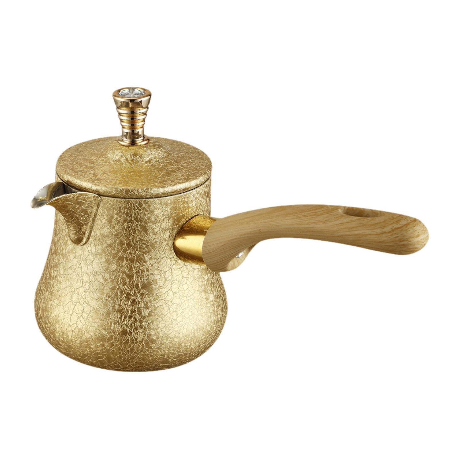 Caffettiera Turca, brocca per sciogliere Il Burro con Manico in Legno, Tazza da caffè Portatile, scaldalatte in Acciaio Inossidabile, 550 Ml