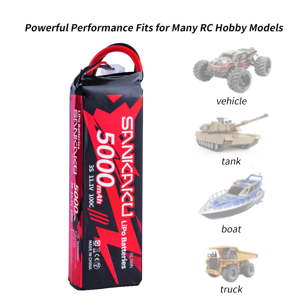 SANKAKU 5000mAh 3S Batteria Lipo 100C 11,1V RC Batteria spina EC5 per veicoli RC Buggy Auto Camion Barca Hobby 2 pezzi