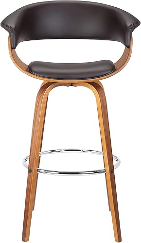 Miniatura 31 de Armen Living Jayden - Taburete de bar moderno giratorio de piel sintética gris y madera de nogal de 26 pulgadas para encimera de isla de cocina