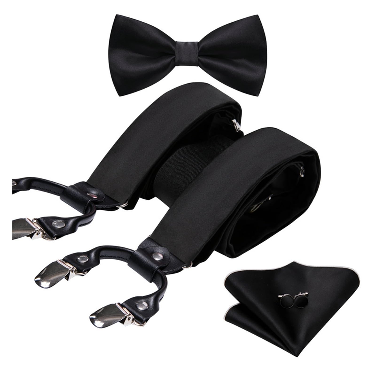 Conjunto de gemelos y tirantes de seda formales para traje de etiqueta