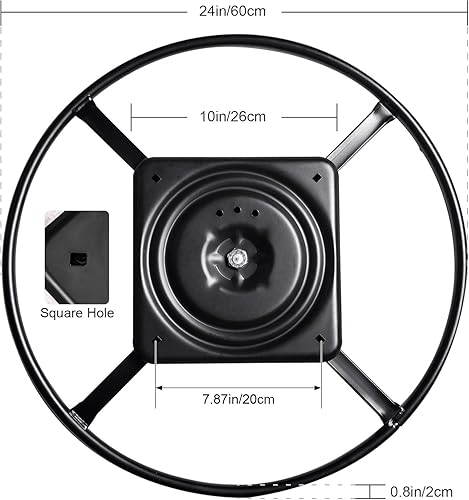 Miniatura 2 de Yoogu Silla reclinable resistente de 24 pulgadas, anillo para muebles, base giratoria de repuesto con placa de 10 pulgadas (24 pulgadas)