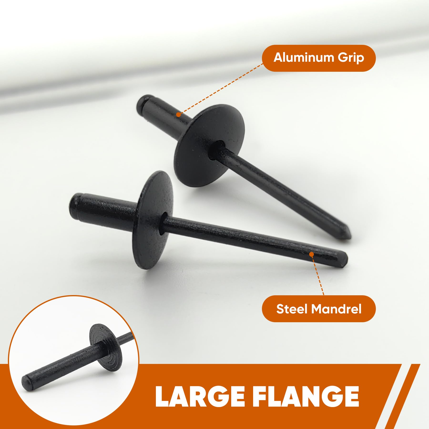 All Black Aluminum Rivets - 110pcs -3