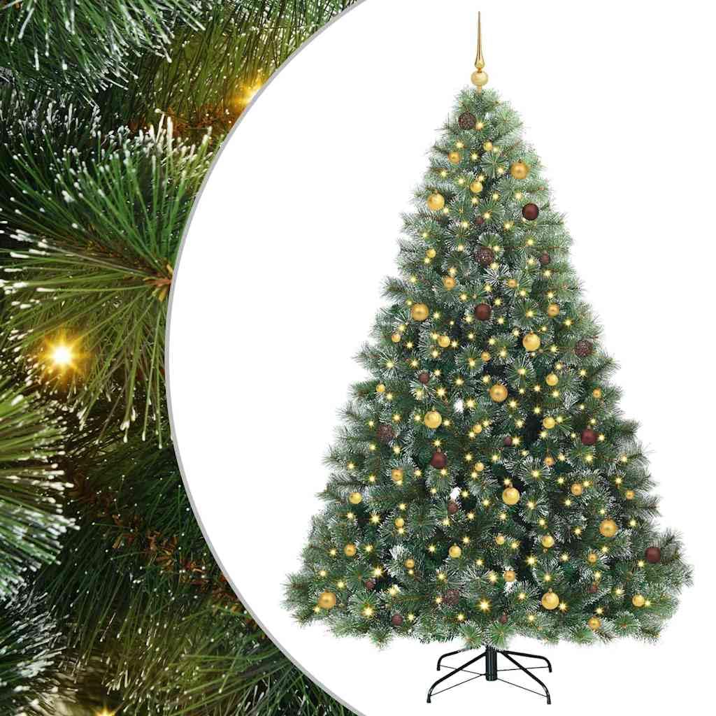 Albero di Natale artificiale con 300 LED verde, 240 cm, PVC e plastica