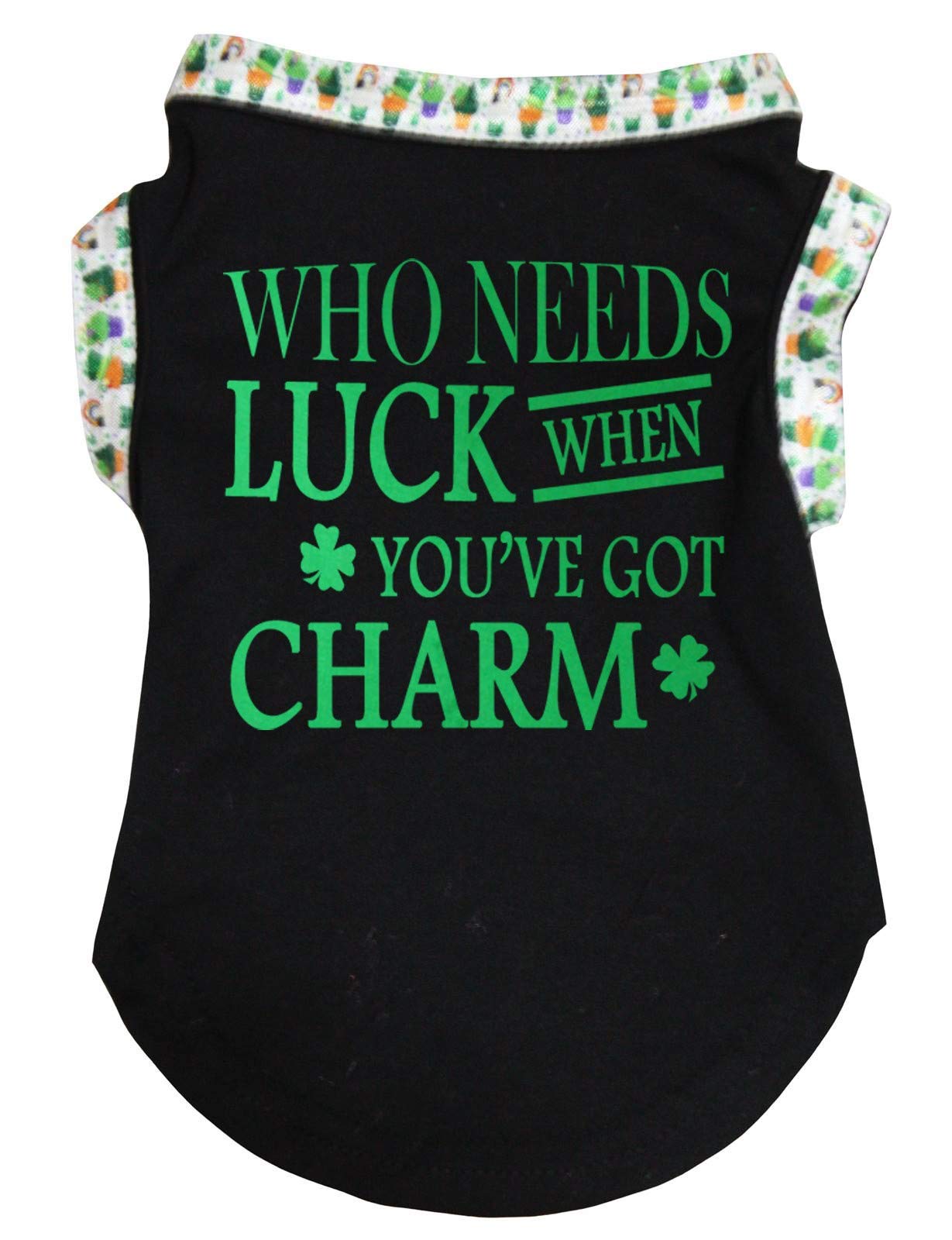 T-shirt pour chien Who Needs Luck noir XL - Vêtement grand chien coton respirant