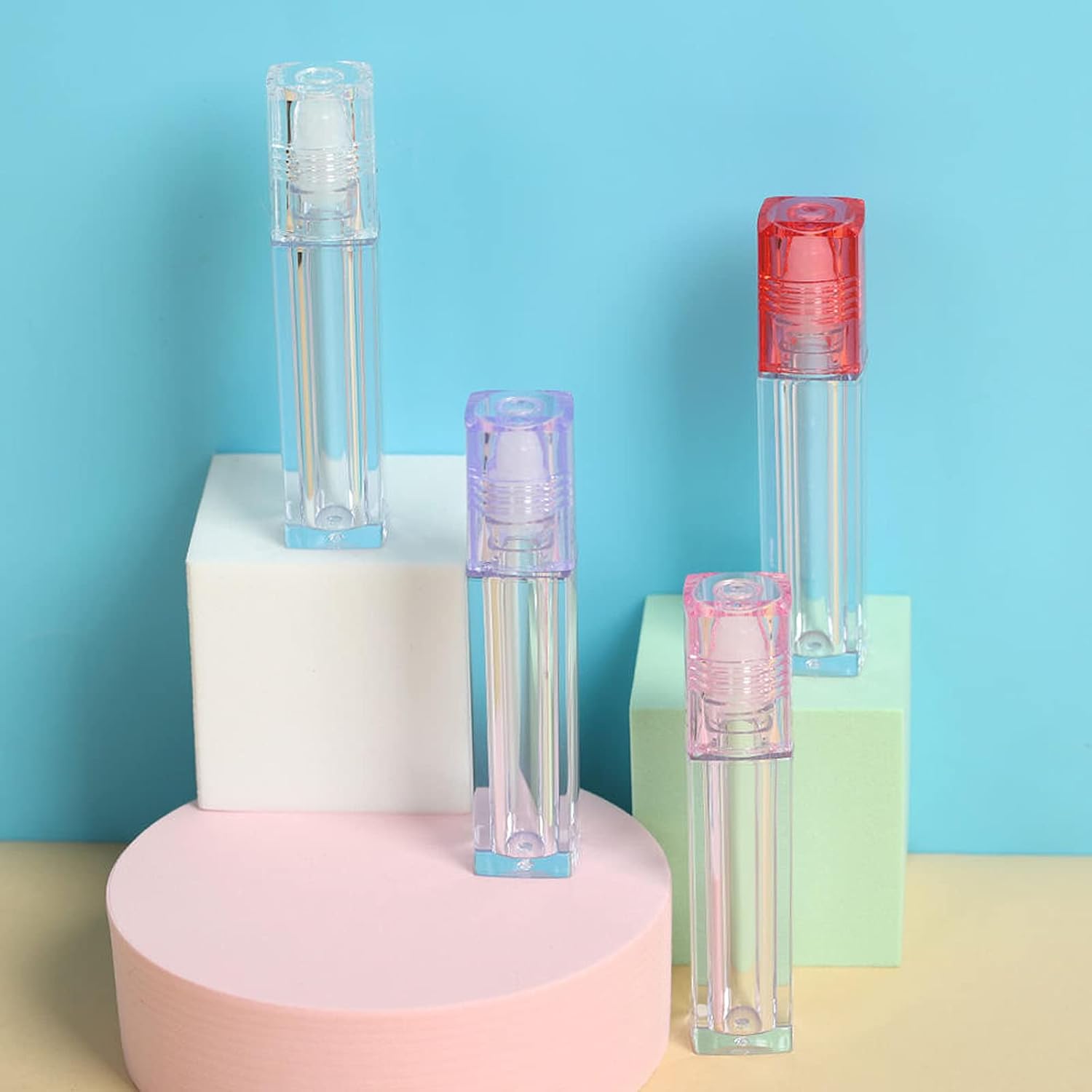 TXIN 12 Pcs 6.5ml Essential Oil Roller Lipgloss Lip Oil Roll On Bottles Tubes, Reusable Portable Refillable Roll On Empty Lip Gloss Tubes, Travel Perfume Bottle with Rolling Ball, Pink