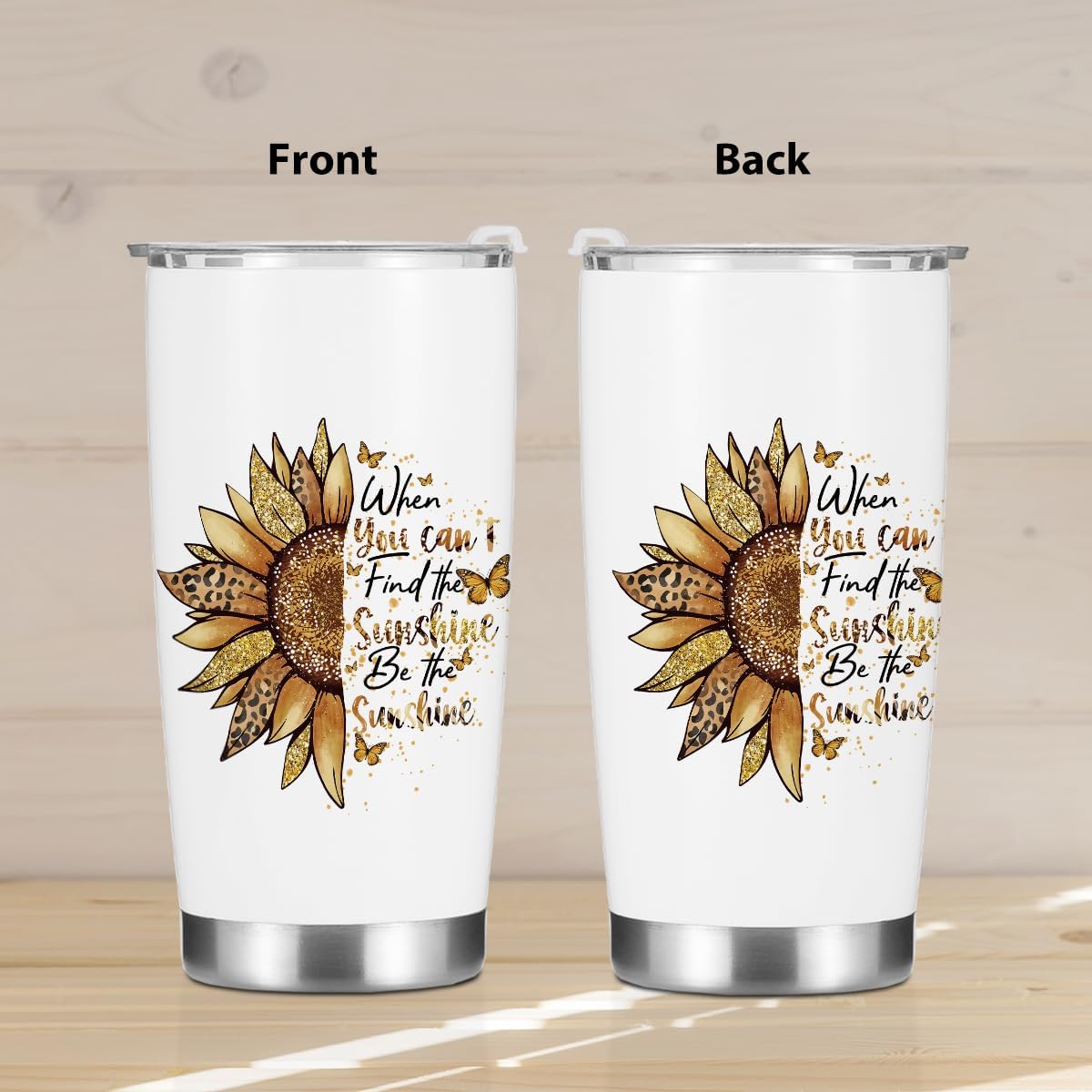 Sunflower Gifts for Women Tumbler, Positive Sunflower Stuff Accessories Birthday Christmas, Inspirational Sunshine Butterfly Coffee Mug Stainless Steel Vacuum Insulated Double Wall Travel Cup 20oz - Image 2