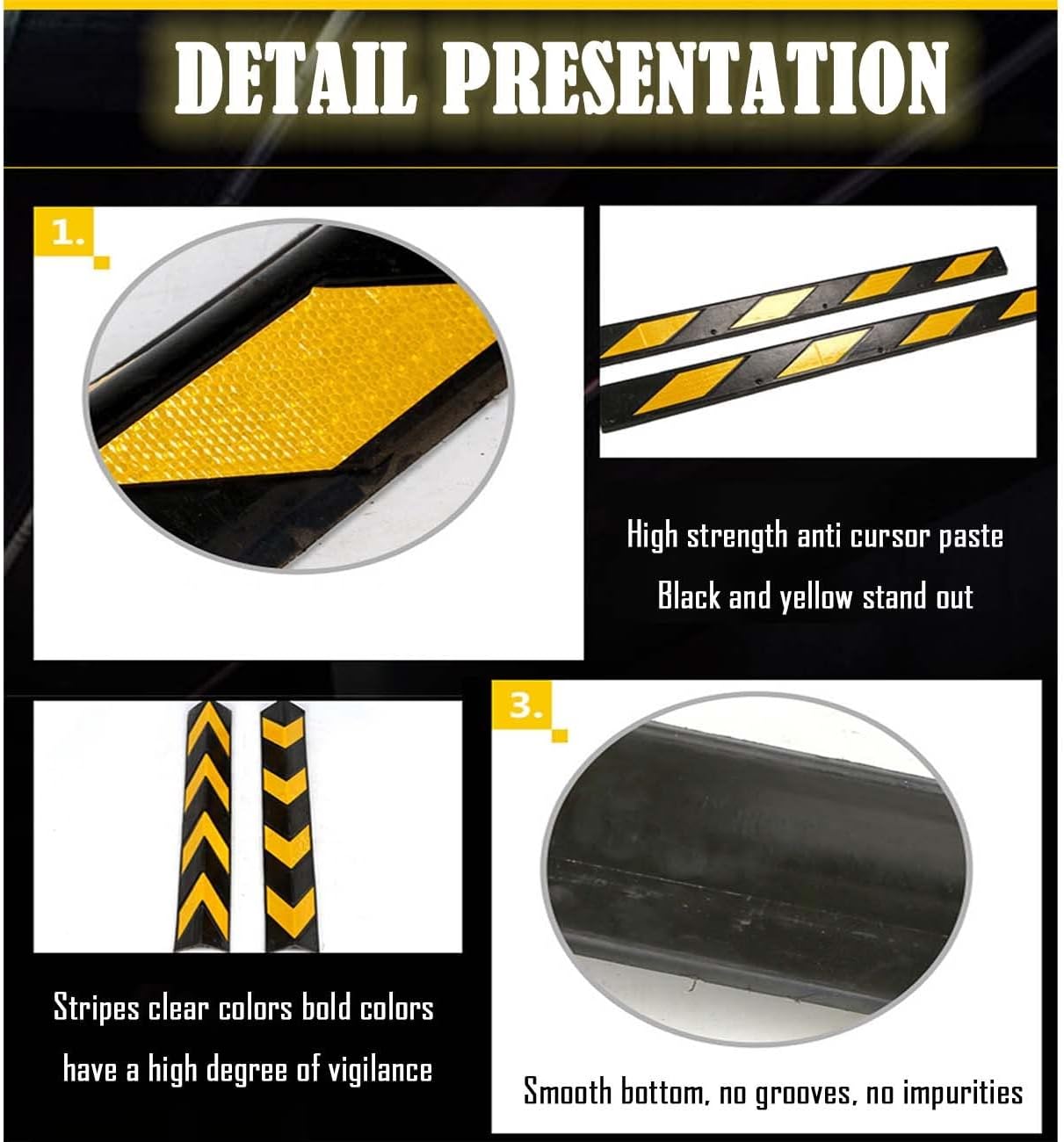 Garage Wall Protector, Wall Edge Safety Bumpers for Garage, Wall Corner Edge Guard for Car Front Bumper, Reflective Wall Bumper Guards for Parking Rubber Reflective Strip Bumpers Pole, 1cm/0.39in (Si