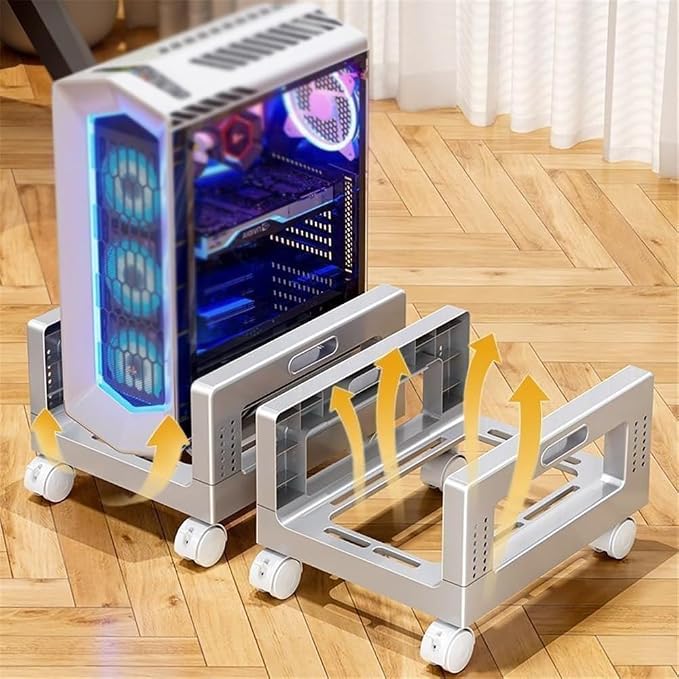 Soporte móvil para CPU con ruedas para torre PC gris miniatura 6