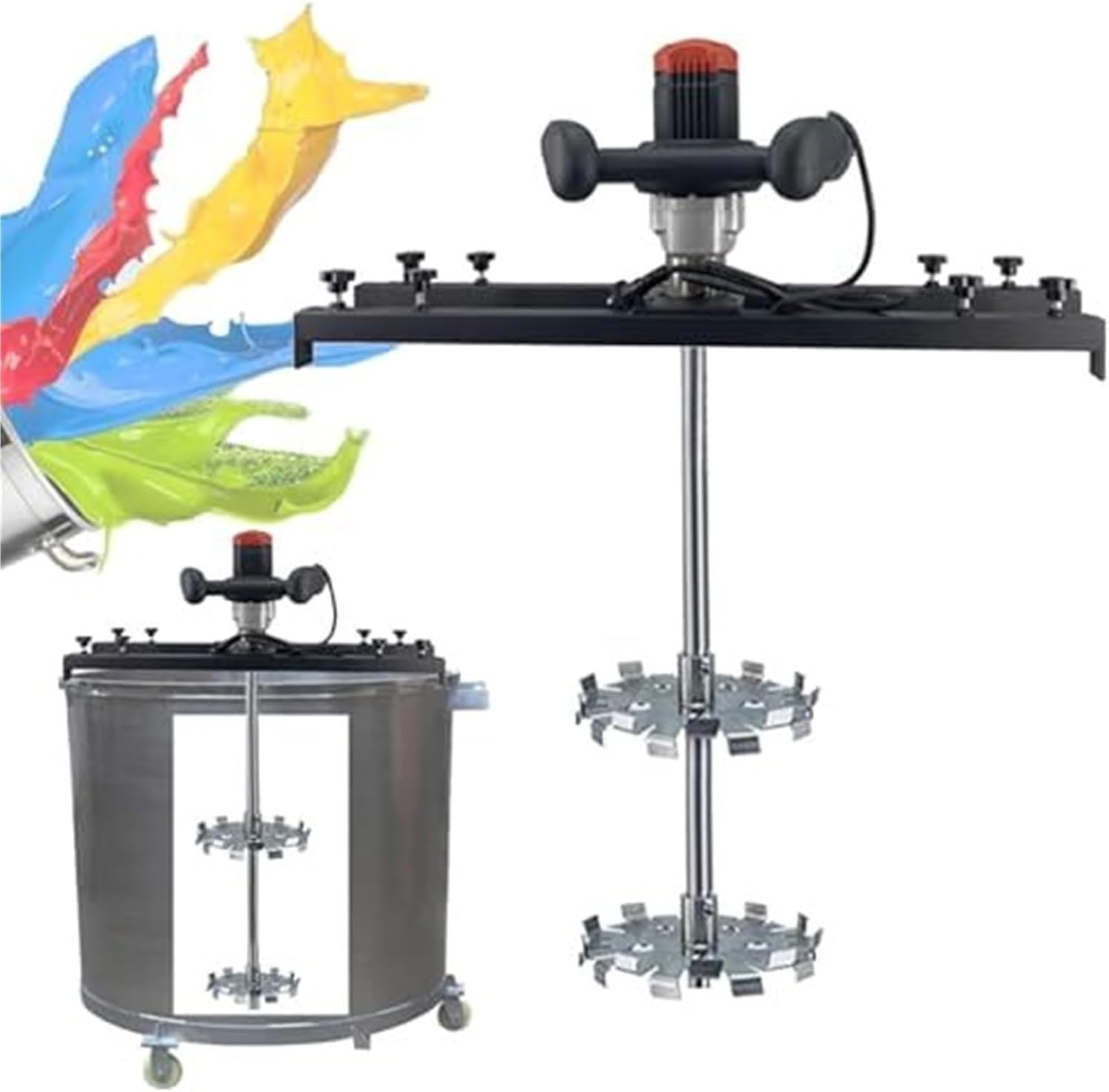 Electric Paint Mixer, High-Power Portable Tank Stirring Machine with Hanger, Ideal for Commercial Paint, Ink, and Agitator Mixing(B)