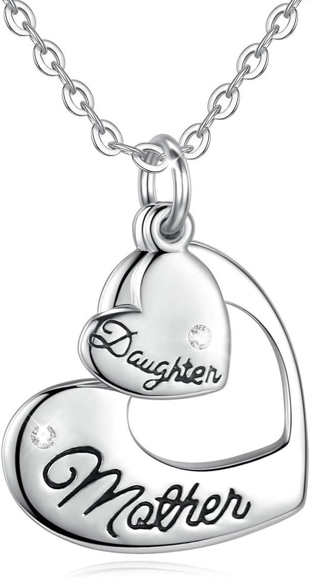 EUDORA Harmony BallEudora Mother Daughter Necklace for Women Mother Love Double Heart S925 Sterling Silver Mum Necklace Mother Pendant for Women Jewellery 45.7 cm Chain Gift for Mum Daughter Wife Caring Mother