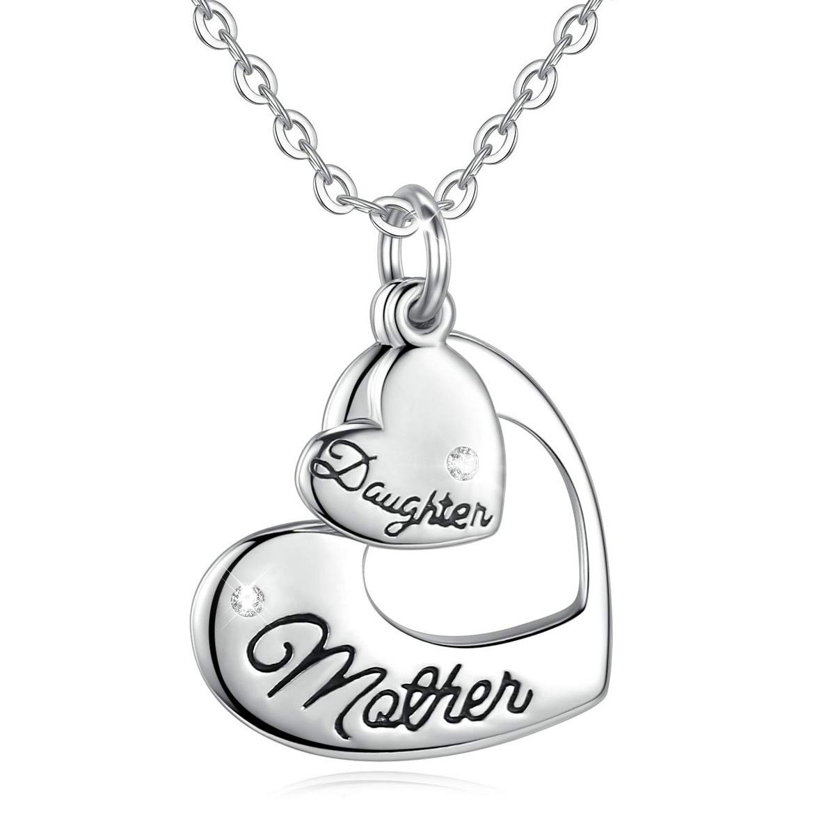 EUDORA Harmony BallEudora Mother Daughter Necklace for Women Mother Love Double Heart S925 Sterling Silver Mum Necklace Mother Pendant for Women Jewellery 45.7 cm Chain Gift for Mum Daughter Wife Caring Mother