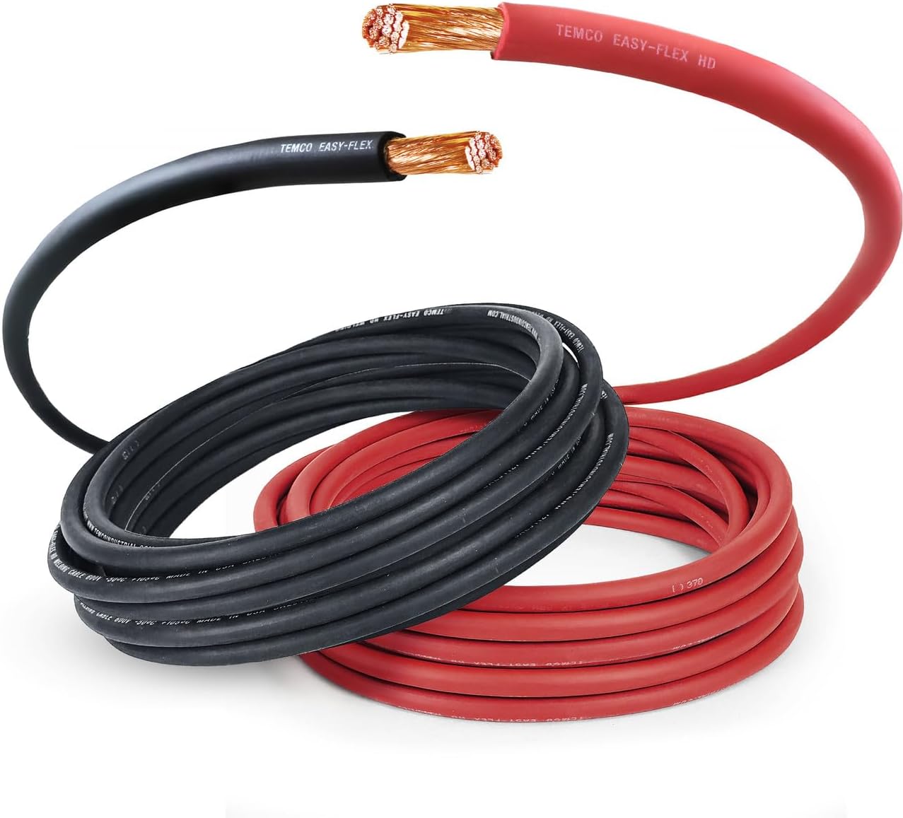 TEMCo 4/0 Gauge AWG 10 Ft Black + 10 Ft Red Flexible Pure Copper Made in USA Welding Cable Battery Wire - Heavy Duty Solar, Inverter, Car, RV, Truck