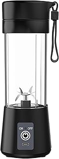 Portable Blender Mini Blenders Smoothies Shakes Juicer Cup USB Rechargeable Six Blades in 3D for Superb Mixing 380mL Black