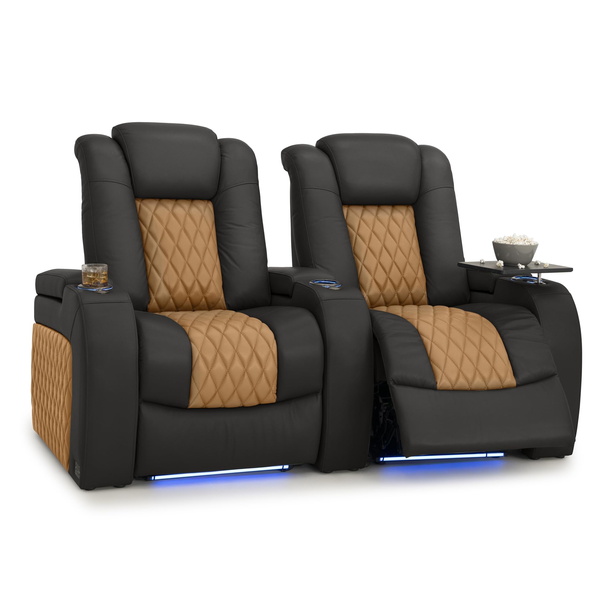 Seatcraft Diamante Home Theater Seating Black/Tan Oak Row of 2