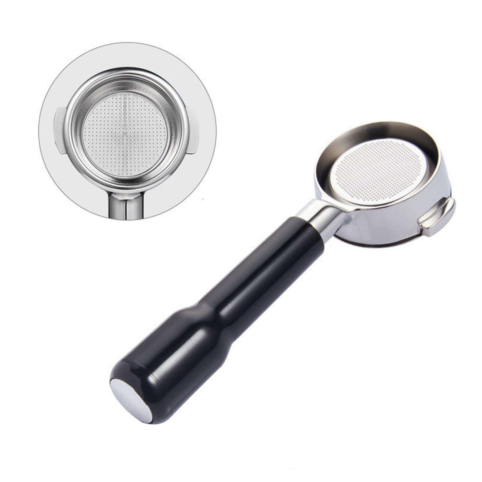 Portafiltro de 58 mm E61 para cafetera con doble oreja, sin fondo, con mango de madera, accesorio de repuesto, mango de café