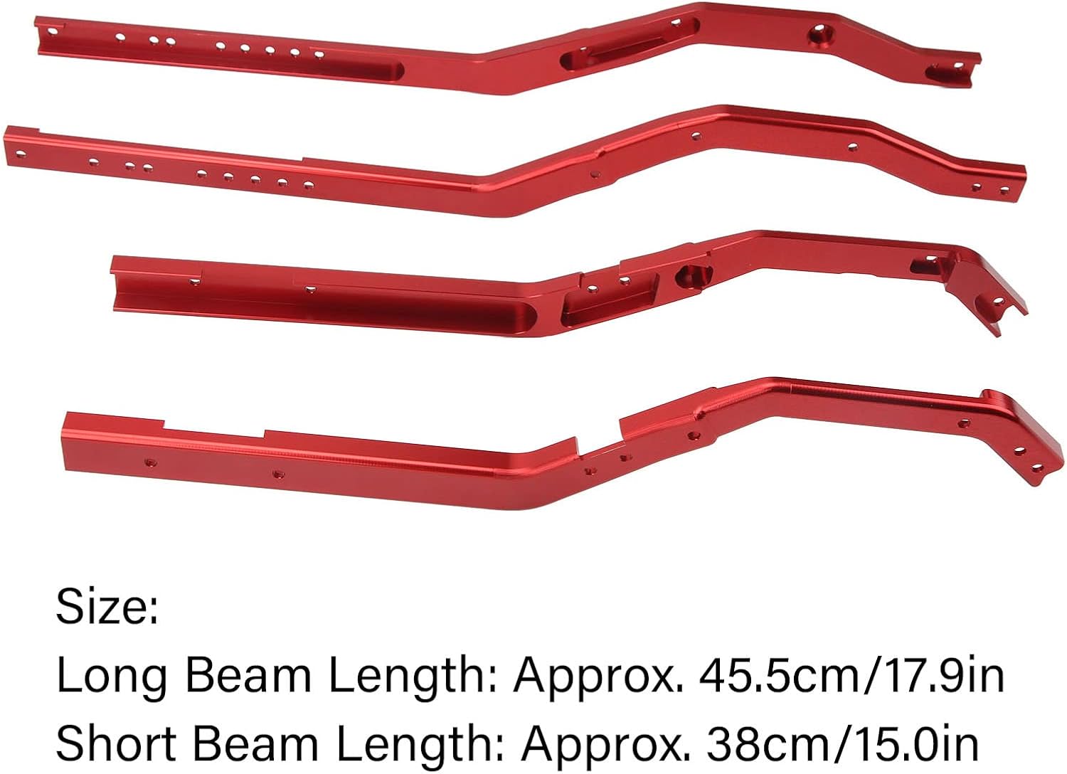 RC Chassis Frame Rails, Aluminum Alloy RC Chassis Rails, Lightweight Metal Chassis Part for SCX6 1/6 RC Car Red