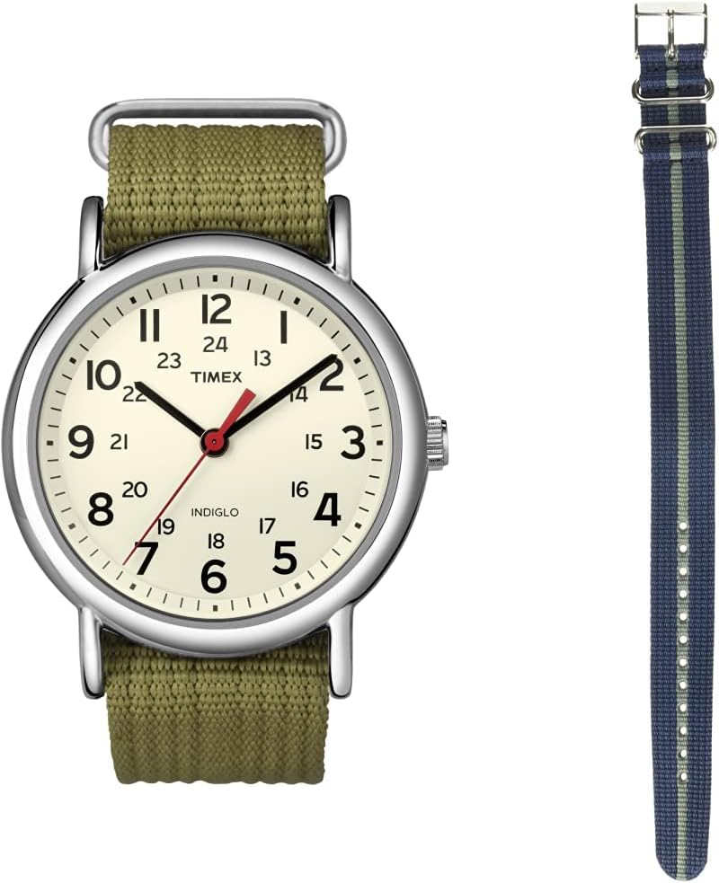 Unisex Weekender 38mm Watch with Additional Fabric Slip-Thru Strap
