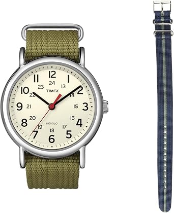 Timex Unisex Weekender 38mm Watch with Additional Fabric Slip-Thru Strap