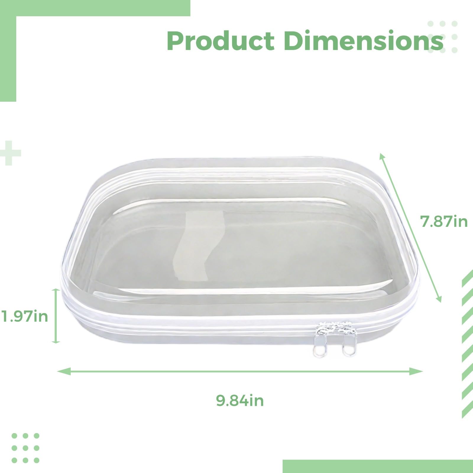 Sacchetti trasparenti per riporre oggetti, 25 x 20 x 5 cm, in plastica rigida trasparente con cerniera, per cosmetici, viaggi, cucina, scrivania, camera da letto, 3 pezzi