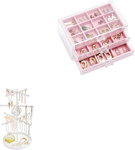 ProCase Organizador de pendientes con organizador de joyas, paquete con soporte para aretes, soporte para joyas