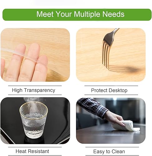 Miniatura 5 de Tapete de escritorio transparente, protector de escritorio de plástico, 31.5 x 15.7 pulgadas - 0.059 in de grosor, cubierta de mesa impermeable,