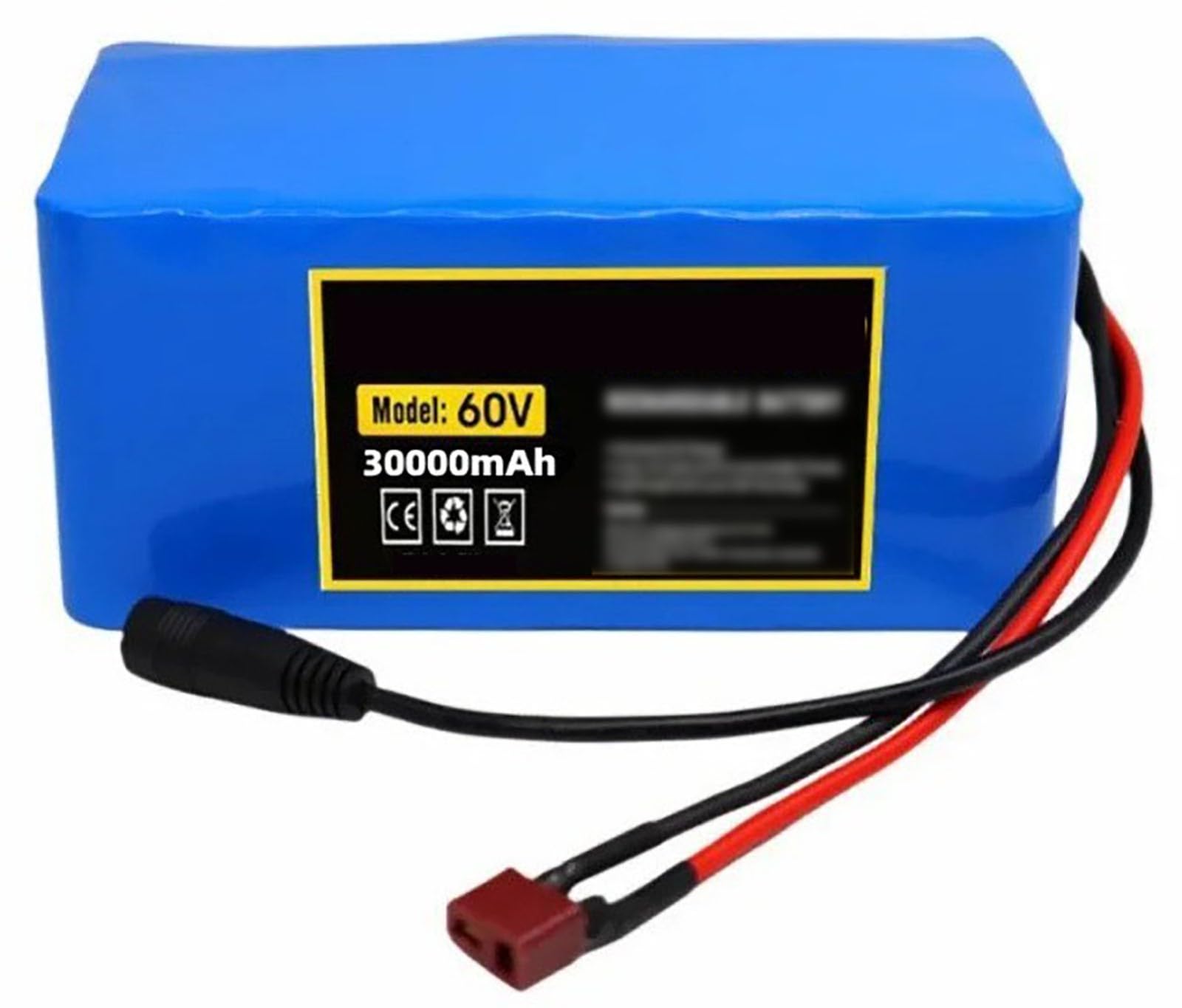 Batería De Bicicleta Eléctrica 60V 30AH Alta Potencia Con Cargador Y BMS 16S2P Impermeable Repuesto Extraíble For Motor 200W-1000W(T)