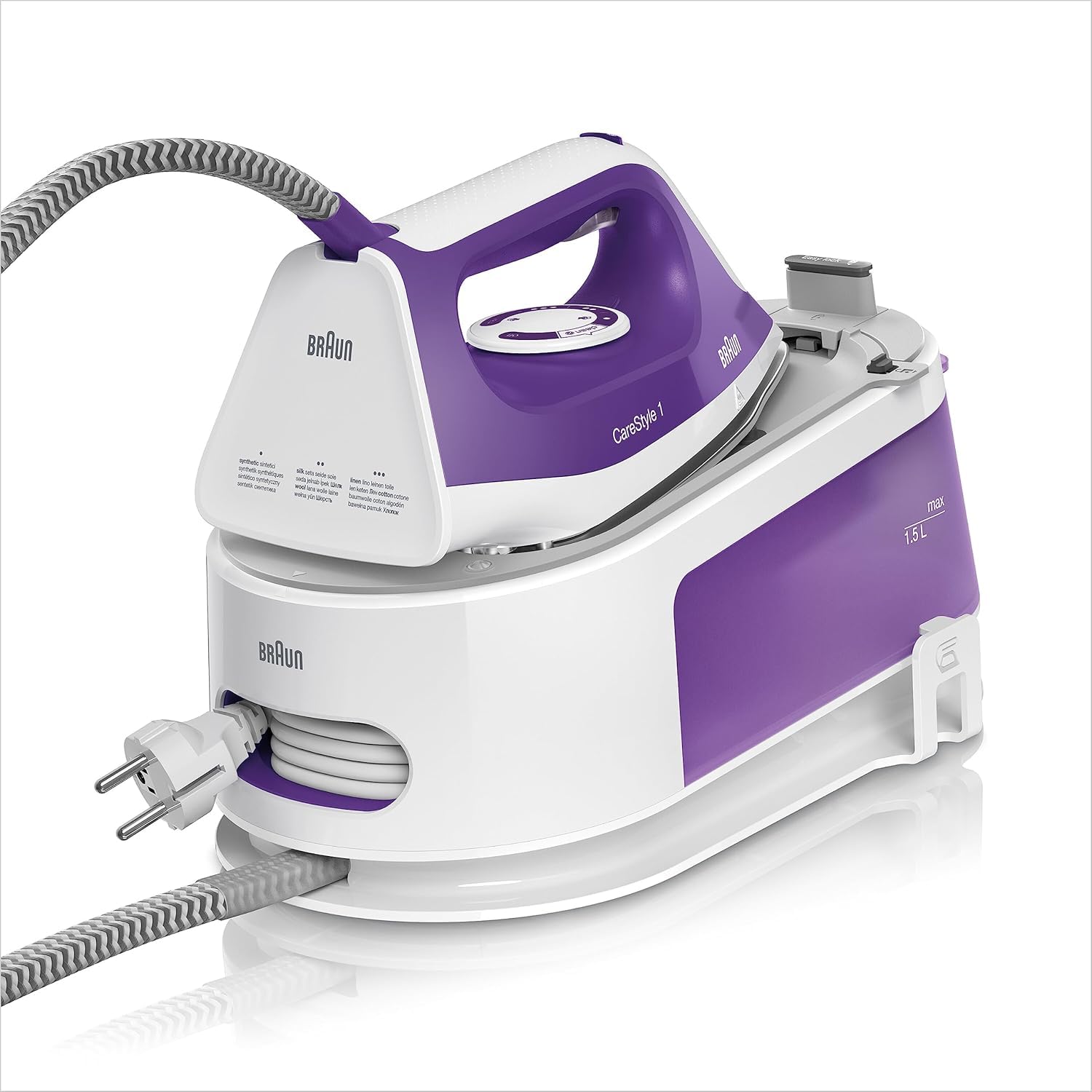 Braun CareStyle 1 IS1014VI, Centrale Vapeur, Débit de Vapeur 120 g/min, Coup de Vapeur 360 g/min, Semelle SuperCeramic FreeGlide 3D, Réservoir de 1,5 l, 2200W, 6 bar [Classe énergétique A+]